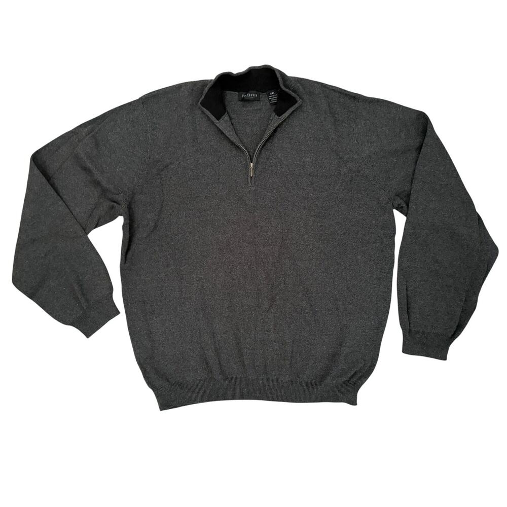 Van Heusen Charcoal Gray Men's Quarter-zip Pullover Sweater Size XXL